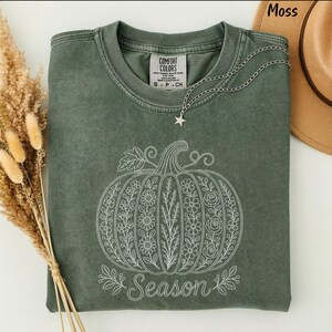 Shirt met nep-patchwork herfstpompoenen, Comfort Colors herfst/Thanksgiving shirt, dames shirt, leuk cadeau, geruit pompoenen shirt, retro shirt