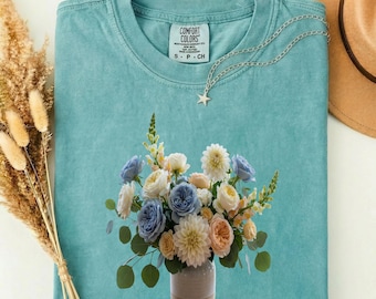 Comfort colors, Flower Bouquet Shirt, Perfect Mothers Day Gift for Mom, Gift for her, Grandma TShirt, Floral Grandmother Tee, Plant Mama