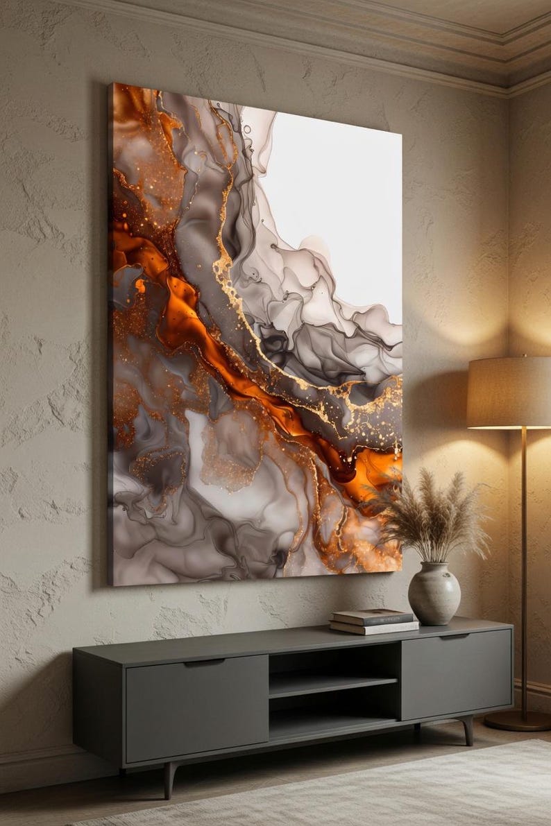 Ember Abstract Amber Ember Flow | Vertical Abstract Resin Art | Digital Download ...