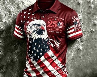 USA 250-jähriges Jubiläum Poloshirt, 1776-2026 Polo der Vereinigten Staaten von Amerika, Vaterländisches Geschenk zum Unabhängigkeitstag