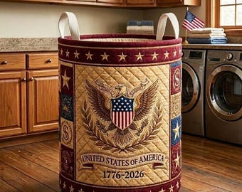 Heritage Patch Quilted Laundry Basket, Premium Interior Decor, Family Heirloom Gift, Elegant Patchwork Storage, Rustic Chic Home Hamper