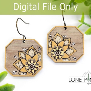 Mandala Flower Earrings SVG | Laser Cut Boho Earring File For Glowforge