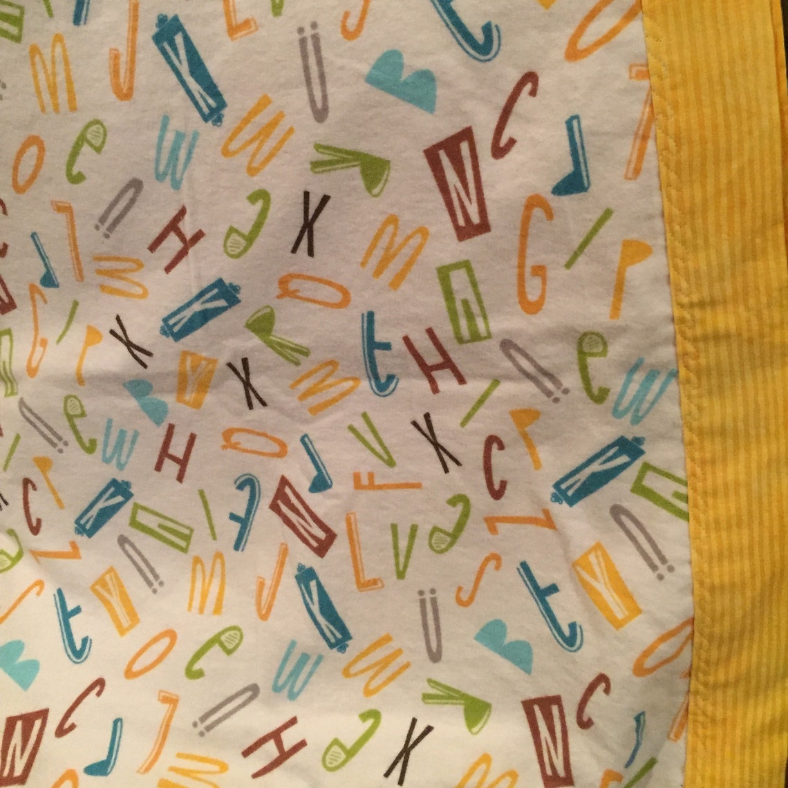 Alphabet Gender Neutral Receiving Blanket Baby Blanket Etsy