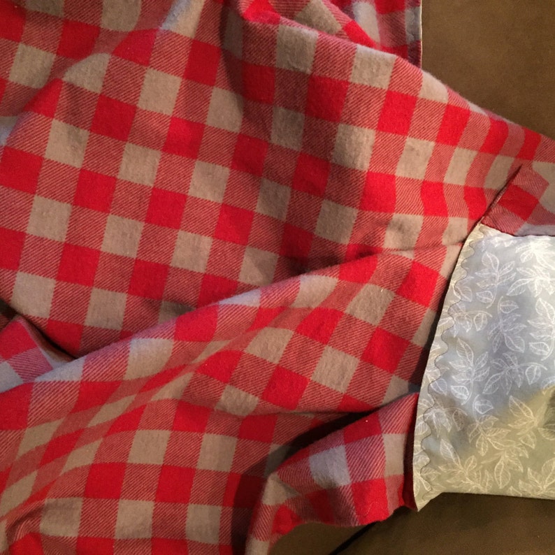 Reversible Blanket Baby Blanket Flannel Buffalo Check Receiving Blanket Red Gender Neutral Checks Gray