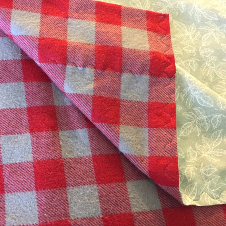 Reversible Blanket Baby Blanket Flannel Buffalo Check Receiving Blanket Red Gender Neutral Checks Gray