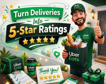 UberEats Thank You Card, Editable Adobe Acrobat Template (4x6)