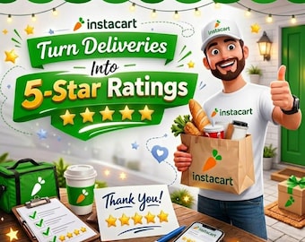 Instacart Thank You Card, Editable Adobe Acrobat Template (4x6)