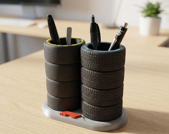 F1 Reifen Bleistift Stifthalter STL, 3D Druckbare Formel 1 Schreibtisch Organizer, Motorsport Dekor