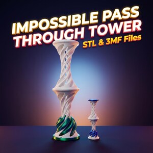 不可能な通過型渦流チューブフィジェットトイ、積み重ね可能な機械的錯覚（STLファイル）