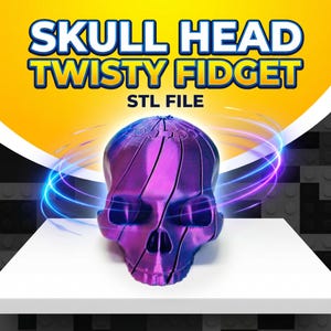 Skull Twist Fidget STL, 3D-afdrukbaar, gelede, ADHD-bureauspeelgoed, geen ondersteuning, digitale download