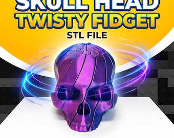 Juguete antiestrés Skull Twist (archivo STL), imprimible en 3D, articulado, ideal para personas con TDAH. No requiere soporte. Descarga digital.