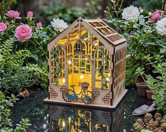 Gewächshaus Laser geschnitten SVG, Miniatur Holzhaus