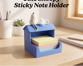 Snoopy Sticky Note Holder STL & 3MF, Desk Organizer, Memo Pad Holder, Digital Download