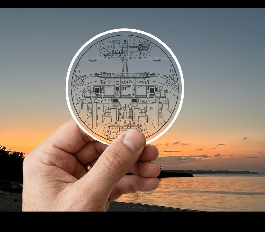 Aircraft Cockpit Blueprint Sticker (dark Line) | Transparent Aviation ...