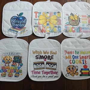 Personalized Teacher Pot Holders holiday teacher designs