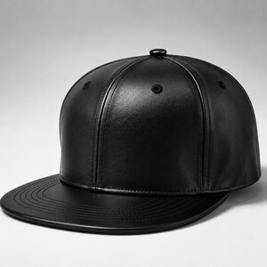 Snapbackpet van echt leer met platte rand, uniseks streetwear-honkbalhoed