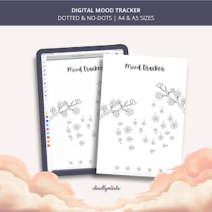 Cherry Flowers Mood Tracker | Dotted & Blank PDF (A4/A5) (Digital Download)