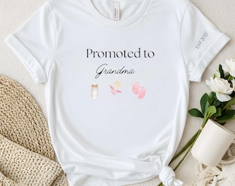Promoted To Grandma Shirt, Grandma Announcement Tee, New Grandma Autumn Shirt, Pregnancy Reveal Gift for Grandma, Nana Mimi Abuela Gift