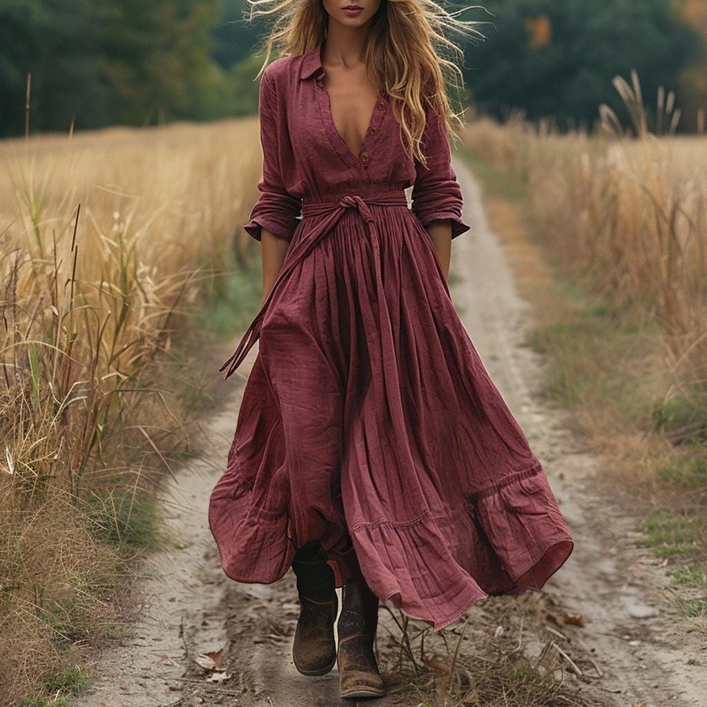 Flowy Earthy Maxi Dress - Etsy