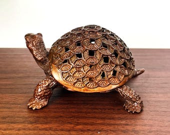 Handmade copper coin tortoise-shaped incense burnerr | Feng Shui Home Altar Decorations | Art Collectibles