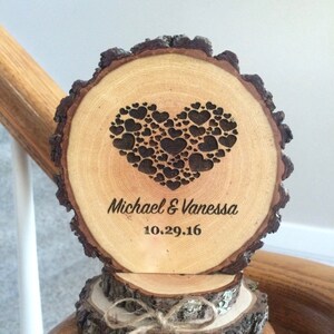 Personalized Wood Wedding Cake Topper, Engraved Keepsake image 2