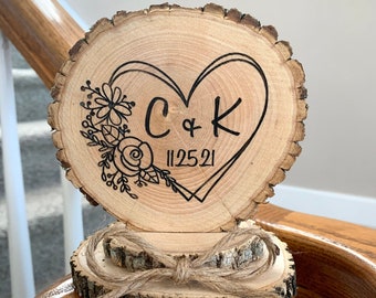 Engraved Wedding Cake Topper, Rustic Cake, Personalized Wedding Decor, Anniversary Gift, Shower Gift, Wood Cake Topper, Marriage Keepsake