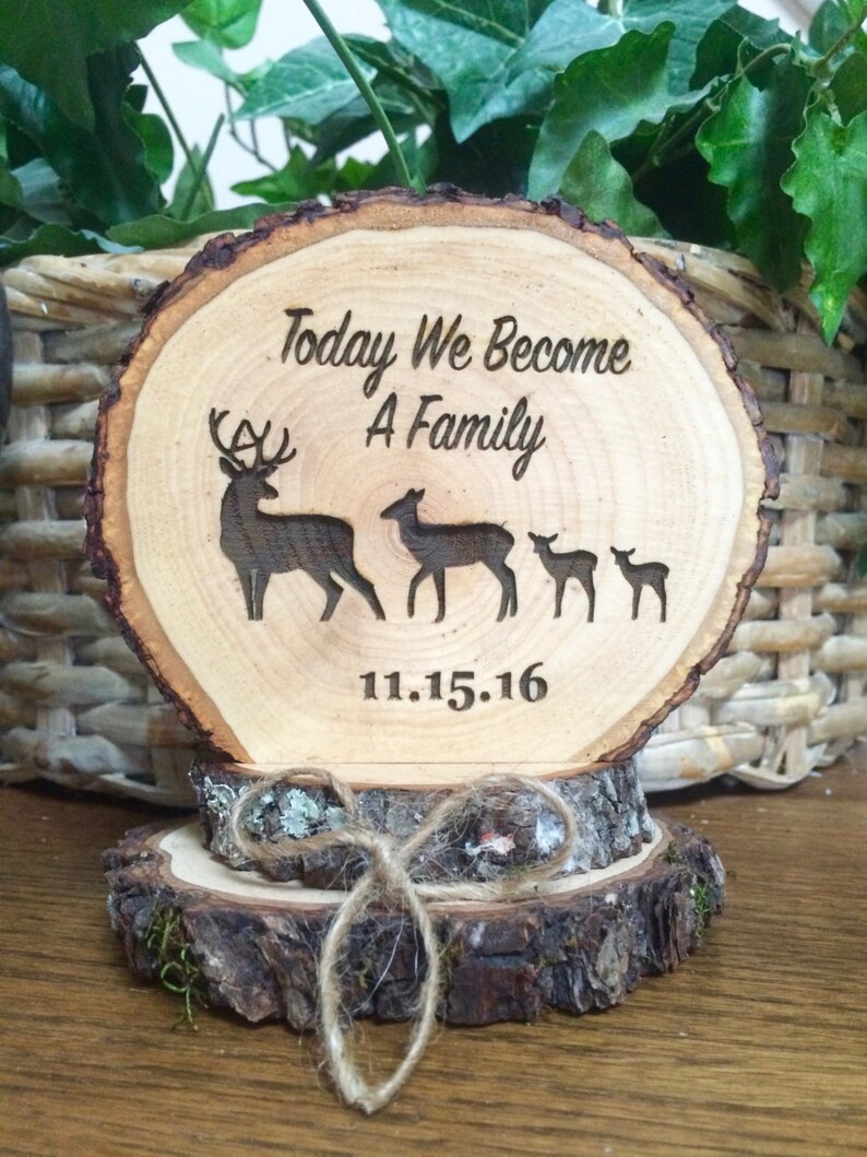 Rustic Wedding Cake Topper Wood Cake Topper Blended Family