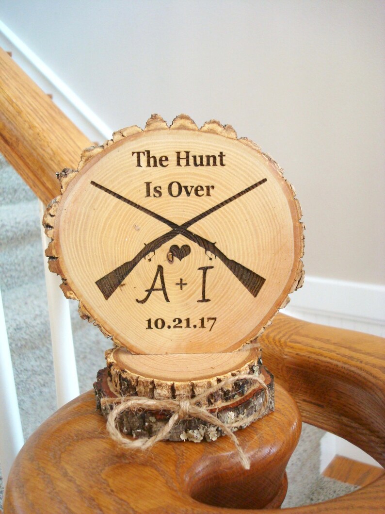 Personalized Wedding Topper Rustic Rifles Hunting Cake Topper Rustic Rustic Wedding Decoration Hunt is Over Wedding Cake Topper
