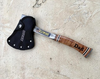 Estwing Axe, Engraved Gift for Men, Sportsman Axe, Leather Handle Hatchet, Fathers Day Gift, Mens Birthday Gift, Camping Tool Axe