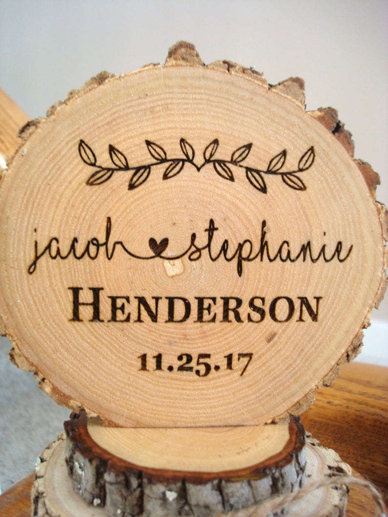 Rustic Cake Topper, Custom Cake Topper, Wedding Cake Topper, Wood Cake Topper, Cake Top, Engraved Cake Topper, Cake Toppers, Personalized image 5