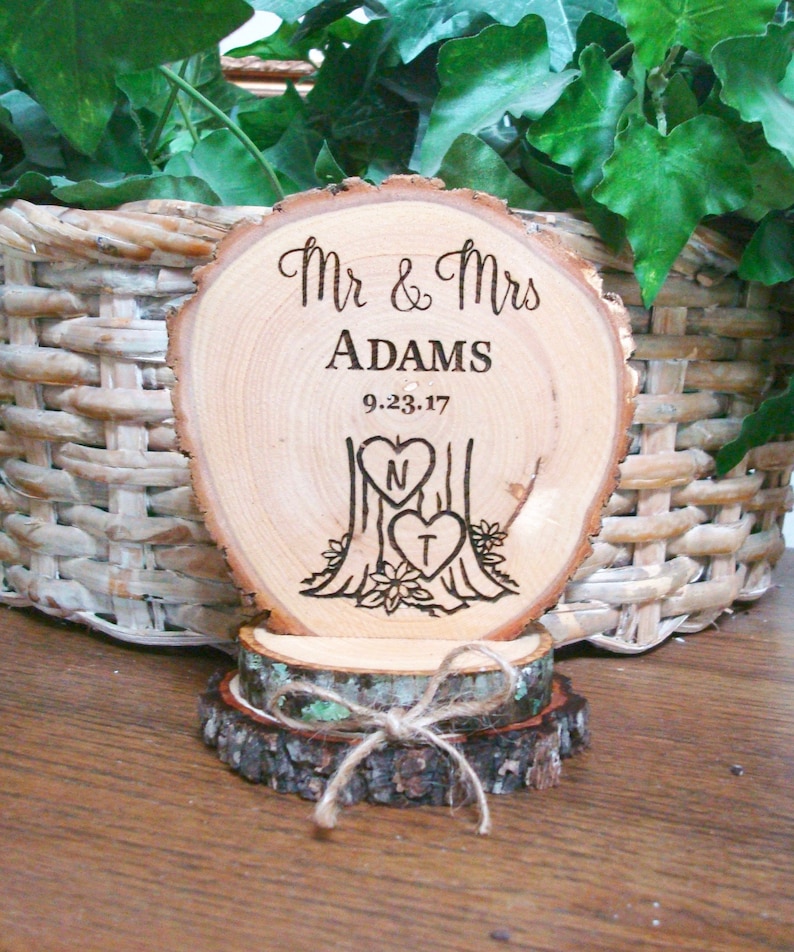 Custom Cake Topper, Wedding Cake Topper, Rustic Wedding Cake Topper, Personalized Cake Topper, Wood Cake Top, Mr & Mrs Cake Topper image 1