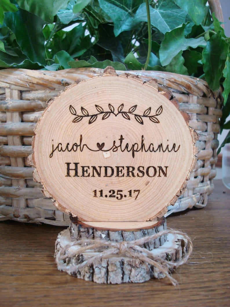 Rustic Cake Topper, Custom Cake Topper, Wedding Cake Topper, Wood Cake Topper, Cake Top, Engraved Cake Topper, Cake Toppers, Personalized image 8