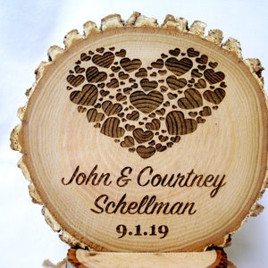 Personalized Wood Wedding Cake Topper, Engraved Keepsake image 10