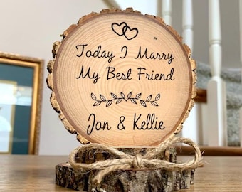 Rustic Wedding Cake Topper, Best Friend Keepsake, Cake Top for Shower or Wedding, Wood Cake Decor