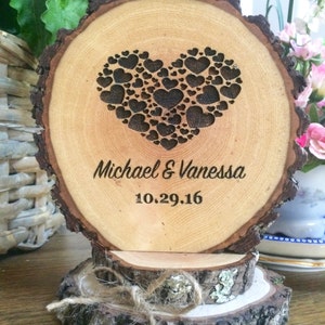 Personalized Wood Wedding Cake Topper, Engraved Keepsake image 5