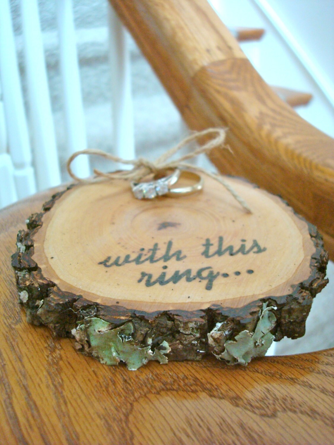 Rustic Wedding Ring Holder Wood Slice Ring Bearer Pillow With This Ring Etsy UK