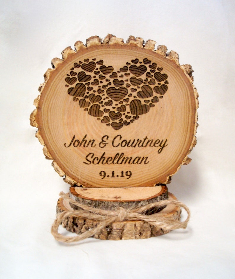 Personalized Wood Wedding Cake Topper, Engraved Keepsake image 9