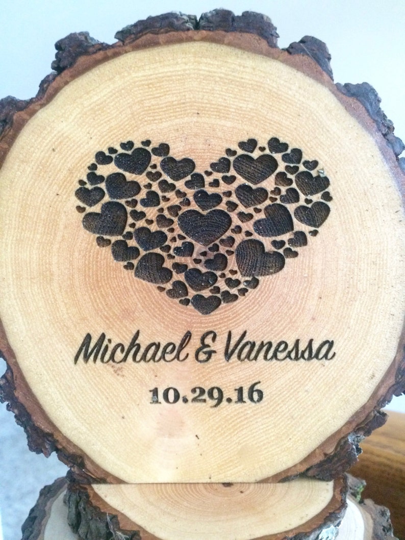 Personalized Wood Wedding Cake Topper, Engraved Keepsake image 4