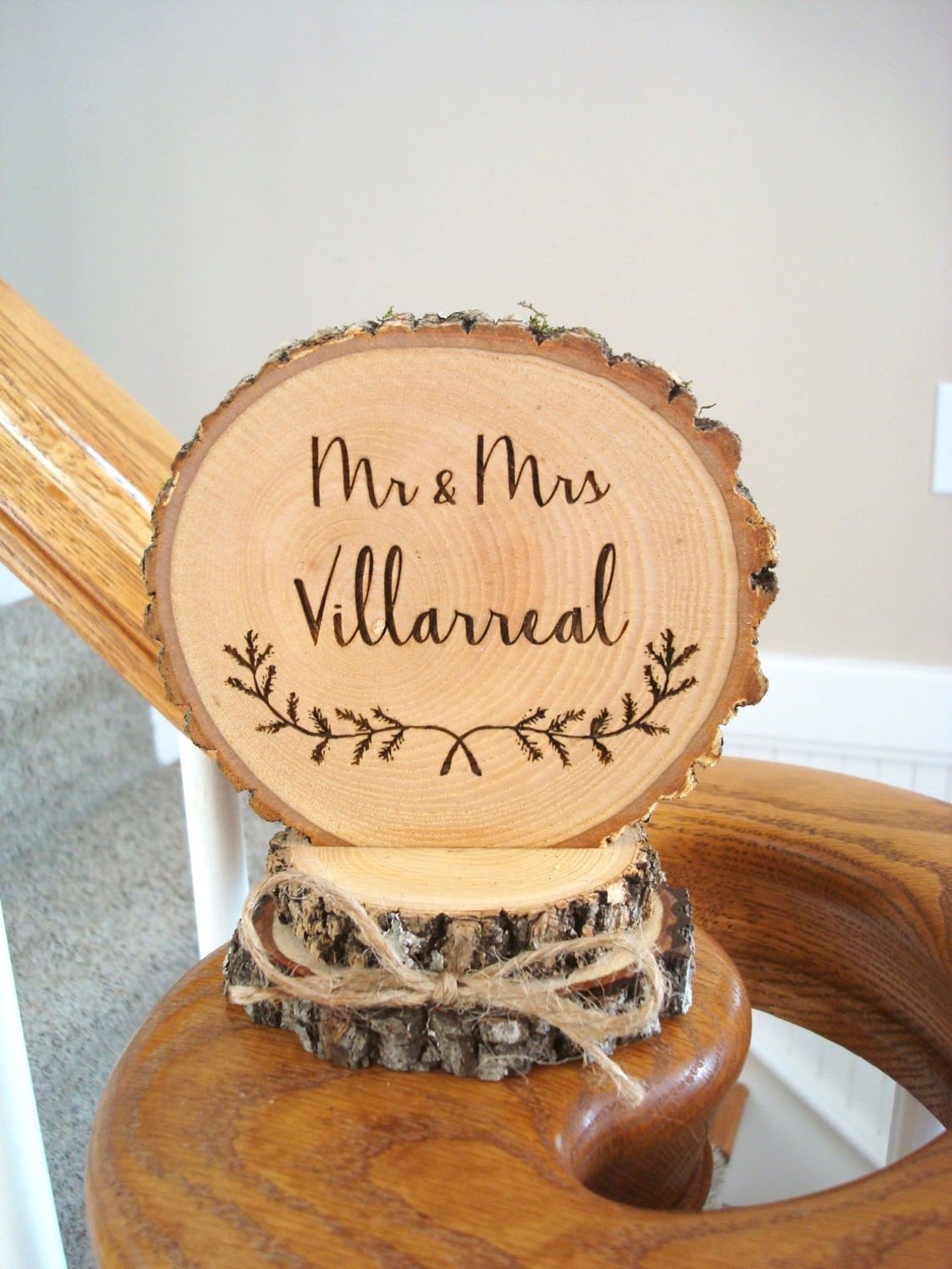 Rustic Wood Wedding Cake Topper Tree Cake Topper Engraved Etsy