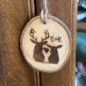 Rustic Wood Truck Charm, Car Rear View Mirror Ornament, Deer Hunter Gift image 5