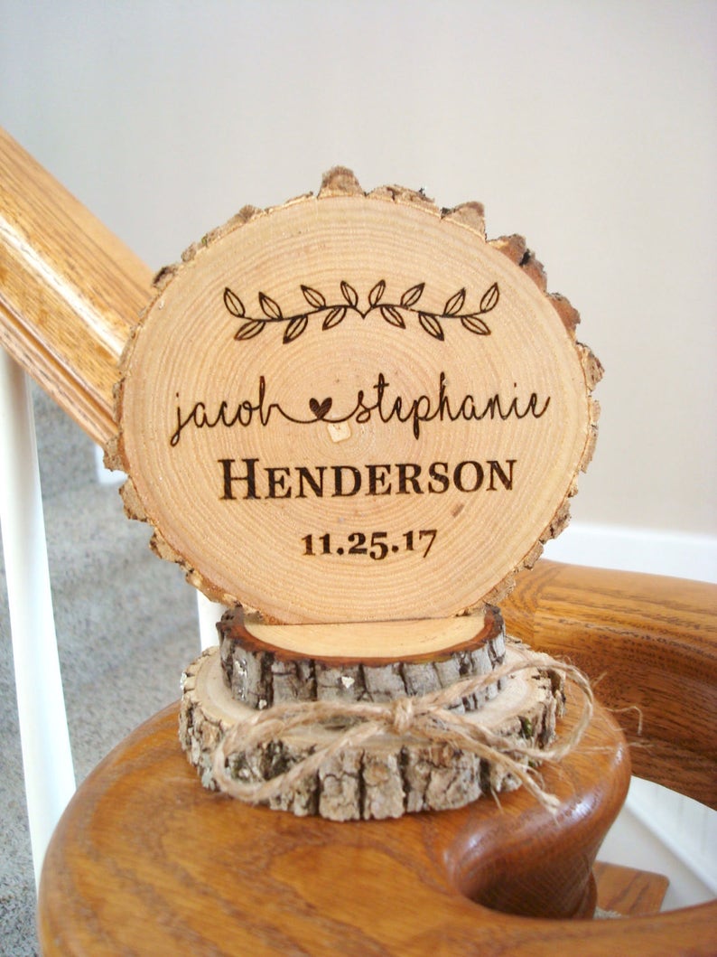 Rustic Cake Topper, Custom Cake Topper, Wedding Cake Topper, Wood Cake Topper, Cake Top, Engraved Cake Topper, Cake Toppers, Personalized image 6