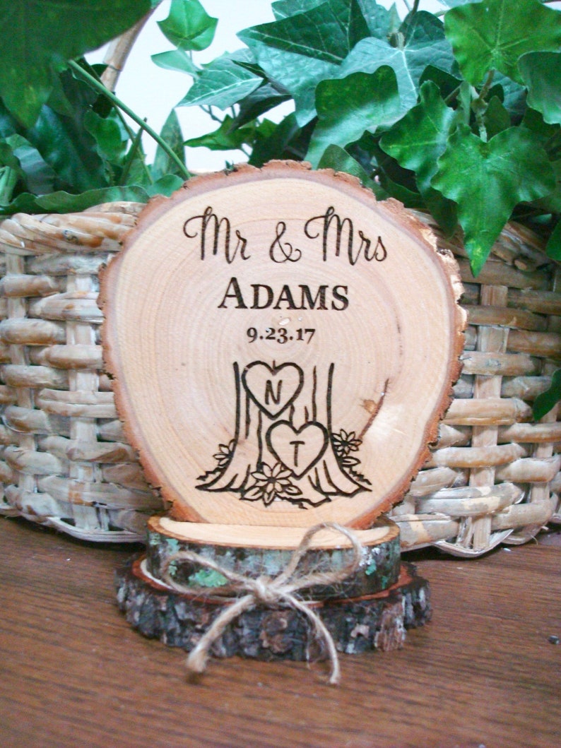 Custom Cake Topper, Wedding Cake Topper, Rustic Wedding Cake Topper, Personalized Cake Topper, Wood Cake Top, Mr & Mrs Cake Topper image 5