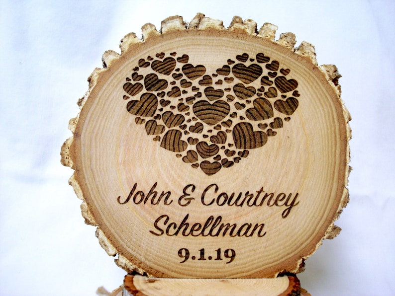 Personalized Wood Wedding Cake Topper, Engraved Keepsake image 8