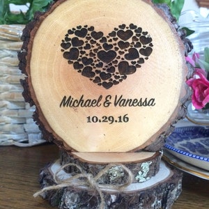 Personalized Wood Wedding Cake Topper, Engraved Keepsake image 6