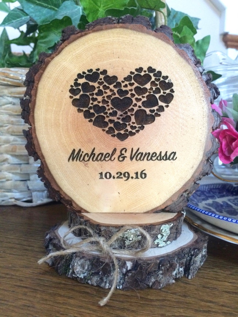 Personalized Wood Wedding Cake Topper, Engraved Keepsake image 6