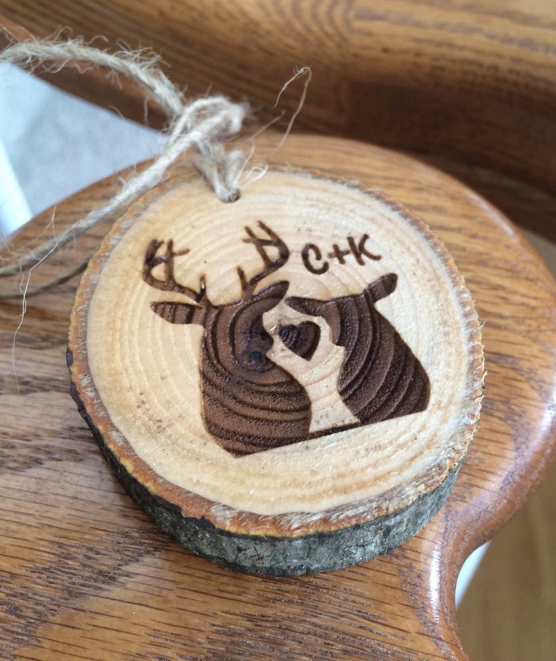 Rustic Wood Truck Charm, Car Rear View Mirror Ornament, Deer Hunter Gift image 1