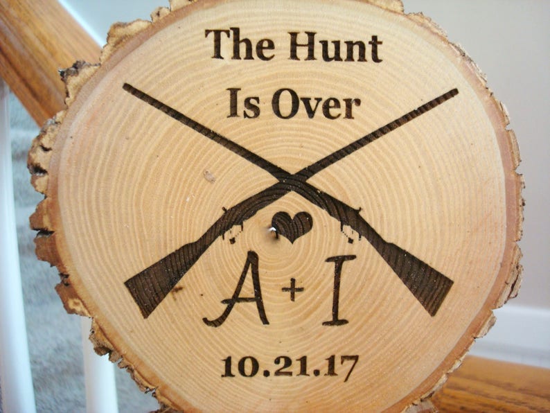 Personalized Wedding Topper Rustic Rifles Hunting Cake Topper Rustic Rustic Wedding Decoration Hunt is Over Wedding Cake Topper