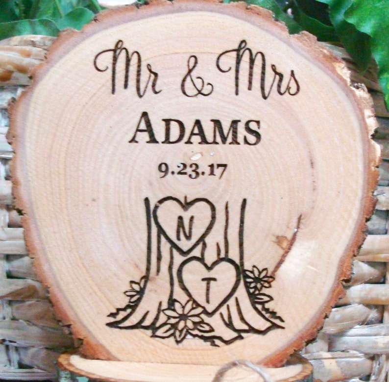 Custom Cake Topper, Wedding Cake Topper, Rustic Wedding Cake Topper, Personalized Cake Topper, Wood Cake Top, Mr & Mrs Cake Topper image 3