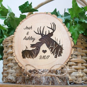 Deer Hunting Wedding Cake Topper, Rustic Wood Cake Top, Barn Lodge Country Wedding