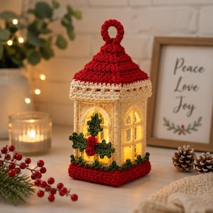 Crochet Christmas Lantern Ornament Pattern PDF, Holiday Lantern Crochet Tutorial, Festive Tree Decoration, Rustic Christmas Decor, PDF
